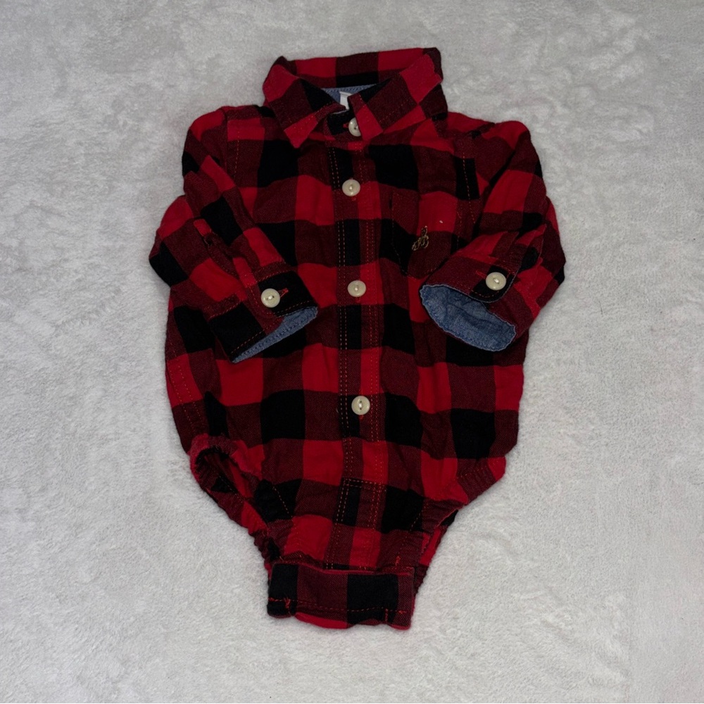 baby GAP Red and Black Plaid Baby bodysuit